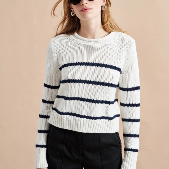La Ligne Mini Marina Sweater, Ivory/Navy - Picture 3 of 10